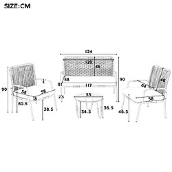 Avis KOMHTOM Ensemble de canapés de meubles de jardin pour 4 personnes avec fauteuils, table basse et coussins beige + blanc + marron