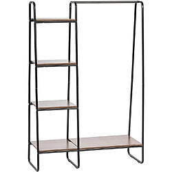 Iris Ohyama - Portant penderie à vêtements / Porte-manteaux avec étagères latérales en bois MDF et métal - Garment Rack PI-B3 - Brun et noir, 101.1 x 40 x 150 cm