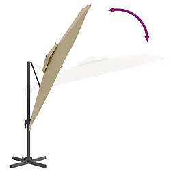 Helloshop26 Parasol meuble de jardin cantilever à double toit 300 x 300 cm taupe 02_0008159 pas cher