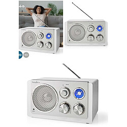 NEDIS Radio FM Vintage de table FM Alimentation secteur Analogique 15 W Bluetooth® Blanc