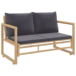 Maison Chic Salon de jardin 2 pcs avec coussins - Table et chaises d'extérieur - Mobilier/Meubles de jardin Moderne gris foncé bambou -MN83083 pas cher