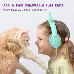 Universal Écouteurs pour enfants, écouteurs à oreilles de limite de 85 dB, garçons et filles, enfants et tout-petits, oreilles de chat détachables, partage audio, écouteurs réglables