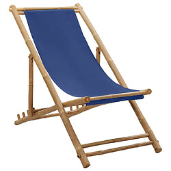 vidaXL Chaise de terrasse Bambou et toile Bleu marine 