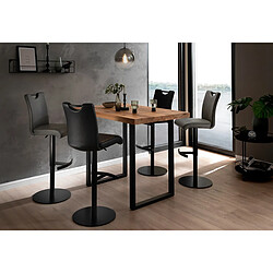 Pegane Table haute en chêne sauvage et métal laqué anthracite - Longueur 160 x Hauteur 107 x Profondeur 100 cm