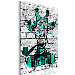 Artgeist Tableau - Giraffe with Pipe (1 Part) Vertical Green [20x30]