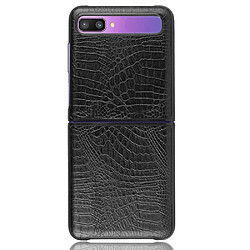 Coque en TPU + PU peau de crocodile rigide noir pour votre Samsung Galaxy Z Flip