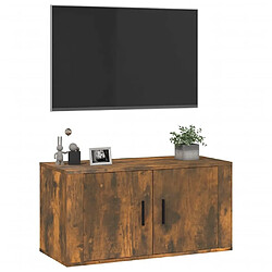 Acheter Maison Chic Meuble TV scandinave mural Banc TV suspendu pour salon - Chêne fumé 80x34,5x40 cm -MN18431