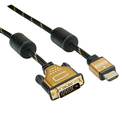 Roline Gold - Videokabel - Dual Link - HDMI / DVI - DVI-D (M) bis HDMI (M) - 3 m - abgeschirmt - Schwarz, Gold - 4K Unterstützung