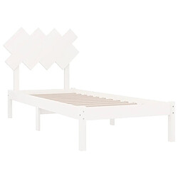 Acheter Maison Chic Lit Moderne Chambre - Cadre/structure de lit pour adulte Blanc 90x190 cm Simple Bois massif -MN52676