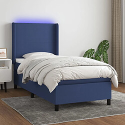 Sommier à lattes,Cadre à lattes de lit pour Adulte matelas et LED Bleu 90x200 cm Tissu -MN44587