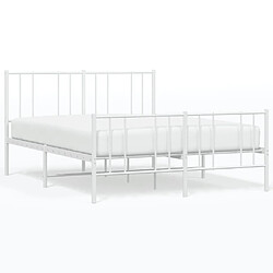 Maison Chic Lit adulte - Lit simple Cadre de lit métal avec tête de lit/pied de lit,Structure du lit Contemporain pour chambre blanc 135x190cm -MN31267