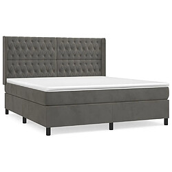 Maison Chic Lit adulte- Lit + matelas,Sommier à lattes de lit et matelas Gris foncé 180x200cm Velours -GKD36200