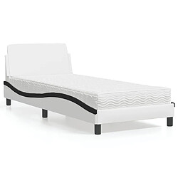 Vidaxl Lit avec matelas blanc et noir 90x200 cm similicuir