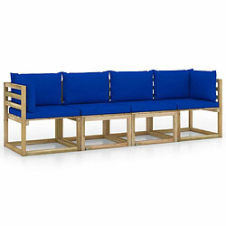 Maison Chic Canapé de jardin 4 places avec coussins | Canapé d'extérieur | Fauteuil,Banquette Jardin bleu -MN95934