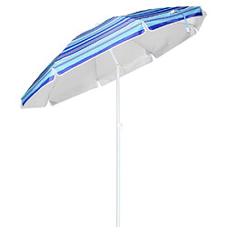 HI Parasol de plage 200 cm Bleu à rayures