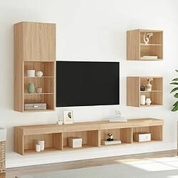 Avis Maison Chic Meuble TV avec lumières LED, Banc TV pour salon, Meuble de rangement chêne sonoma 40,5x30x102 cm -GKD66179