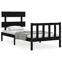 Maison Chic Cadre/structure de lit avec tête de lit pour adulte - Lit Moderne Chambre noir petit simple bois massif -MN90625