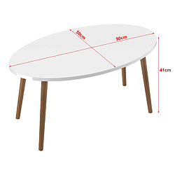 Helloshop26 Table basse ovale 41 x 90 x 50cm blanc naturel 03_0008502