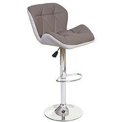 Decoshop26 Tabouret de bar chaise de comptoir hauteur réglable en synthétique taupe gris cadre en acier chromé 04_0005263