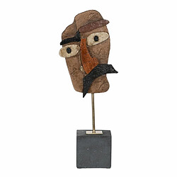 BigBuy Home Sculpture Masque Marron Noir 18 x 11 x 48,5 cm