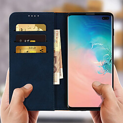 Acheter Avizar Housse Galaxy S10 Plus Etui Folio Porte carte Fonction support Bleu nuit