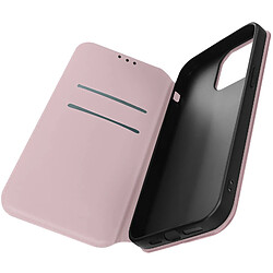 Avizar Housse folio iPhone 14 Pro Clapet Porte-cartes Support Vidéo rose champagne