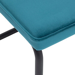 Pegane Lot de 2 chaises en velours coloris Bleu Canard et pieds coloris chromé noir