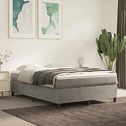 Maison Chic Lit Adulte - Lit simple Lit à sommier tapissier et matelas moelleux - Meuble de Chambre - Gris clair 140x200cm Velours -MN29848