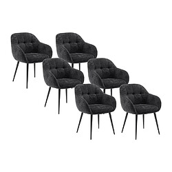 Lot de 6 chaises avec accoudoirs en tissu texturé et métal - Noir - LASSANDRA de Pascal Morabito