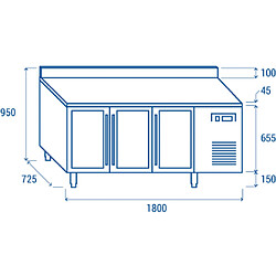 Acheter COOLHEAD Table Réfrigérée Positive avec Dosseret 3 Portes Vitrées - Profondeur 700 - Cool Head