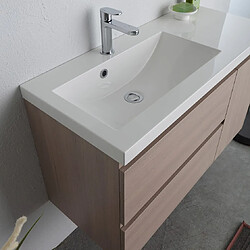 Kiamami Valentina MEUBLE DE SALLE DE BAINS SUSPENDU DE 90CM AVEC LAVABO A GAUCHE, PROFONDEUR DE 39CM | MALAGA