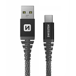 Câble USB C Fibre Aramide 1.5m Charge Rapide 60W Prise USB Swissten Noir