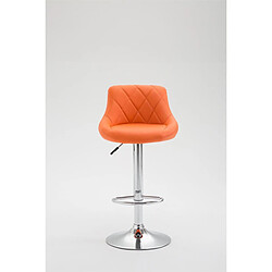 Decoshop26 2x Tabourets de bar en synthétique orange pivotant avec repose-pieds TDB10083