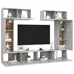 Avis Maison Chic Ensemble de meubles TV 6 pcs | Banc TV Moderne pour salon | Meuble de Rangement - Gris béton Aggloméré -MN85959