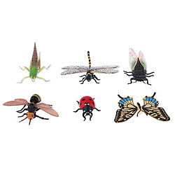 Acheter 6 Pièces Mini Figurines Animaux Insectes en Plastique avec Loupe Piédestal et Anneau Science Modèle Enfants Jouets