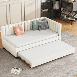 Avis ComfortXL Lit Rembourré 90x200cm,canapé-lit Extensible, Lit Multifonction Avec Sommier à Lattes, Velours Beige