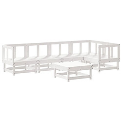 Avis Maison Chic Salon de jardin 6 pcs + coussins - Mobilier/Meubles de jardin - Table et chaises d'extérieur blanc bois massif -MN44989