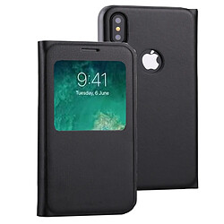 Wewoo Coque noir pour iPhone X Litchi Texture Horizontal Flip étui en cuir avec Call Display ID