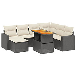 Maison Chic Ensemble Tables et chaises d'extérieur 8 pcs avec coussins,Salon de jardin noir résine tressée -GKD118130