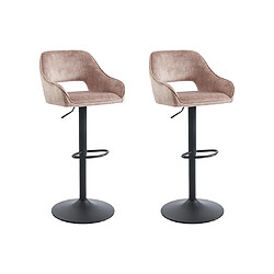 Vente-Unique Lot de 2 tabourets de bar en tissu et métal noir - Hauteur réglable - Beige - ZINEA