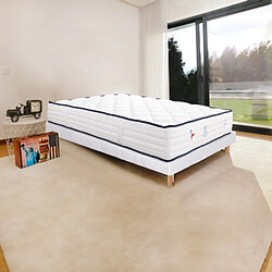 LUXURY LITERIE Ensemble Matelas Patriote, 27 cm, ressorts ensachés, ferme, face été/hiver + sommier blanc ep 13cm, 160x200cm