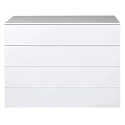 Alter Commode avec 4 tiroirs, Tallboy moderne, Casettiera pour chambre à coucher, 108x44h85 cm, couleur blanc brillant