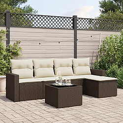 vidaXL Salon de jardin avec coussins 6 pcs marron résine tressée