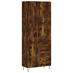 vidaXL Buffet haut Chêne fumé 69,5x34x180 cm Bois d'ingénierie