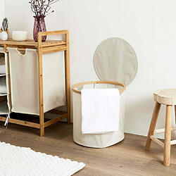 The Home Deco Factory Panier de rangement rond en tissu et bambou.