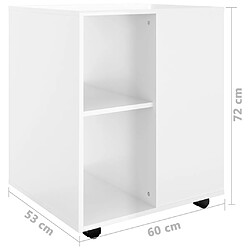 vidaXL Armoire à roulettes Blanc brillant 60x53x72cm Bois d’ingénierie pas cher