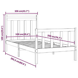 vidaXL Cadre de lit sans matelas bois massif de pin 100x200 cm pas cher