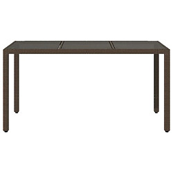 Acheter Maison Chic Table de jardin | Table d'extérieur avec dessus en verre marron résine tressée -GKD76016