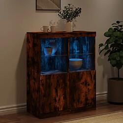 Acheter Maison Chic Commode Buffet - Meuble de rangement avec lumières LED chêne fumé 81x37x100 cm -GKD47075