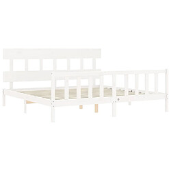 Maison Chic Lit adulte - Cadre Structure de lit avec tête de lit Contemporain blanc 200x200 cm bois massif -MN43030 pas cher